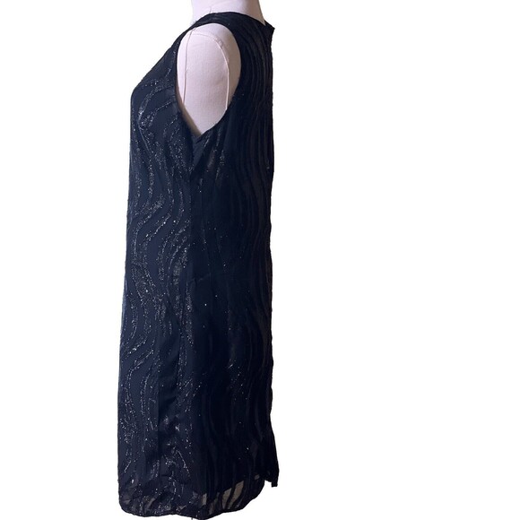 Mlle Gabrielle Dress 12 Black Sequins Sleeveless Cruise Party Flapper Vibes - Picture 6 of 16